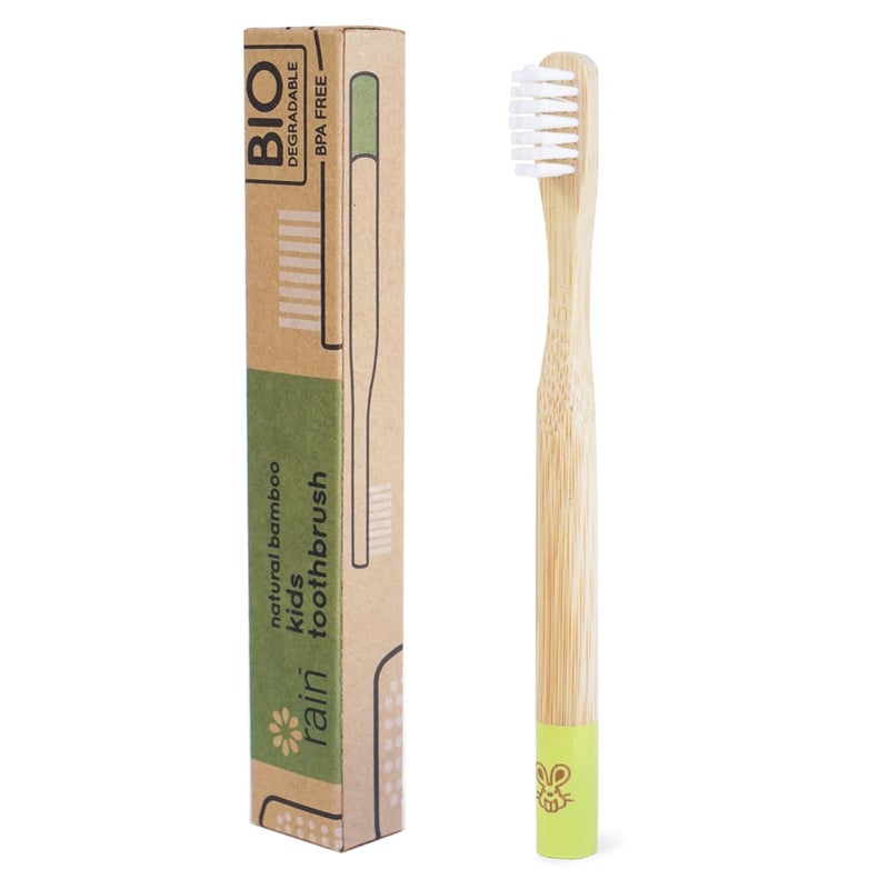 Rain Organic Bamboo Baby Toothbrush - 100% Safe Infant Toddler Kids Toothbrush 6 to 12 Months and Up, Natural BPA-Free Biodegradable Wood Toothbrush Extra Soft Bristles Children's Dental Care (1 Pack) - Image 1